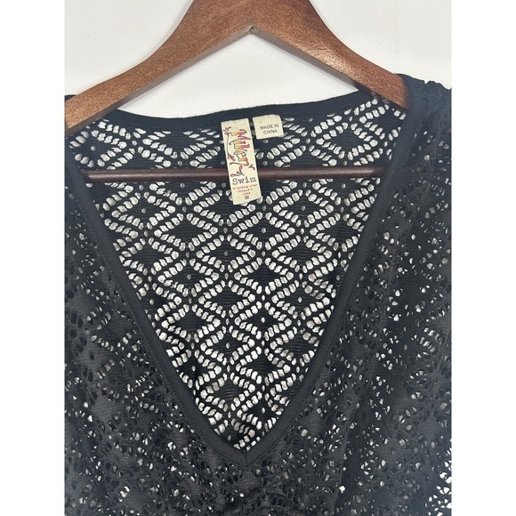 Y2K Crochet Open Knit Fairy Grunge Babydoll Top Tunic Size M Black Whimsigoth - Picture 4 of 8